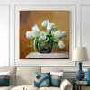 Tranh bình tulip trắng treo tường đẹp