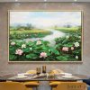 Tranh phong cảnh hồ sen treo tường đẹp
