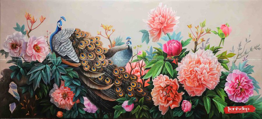 tranh-hoa-mau-don-chim-cong-tinh-duyen-suc-manh-và-thinh-vuong