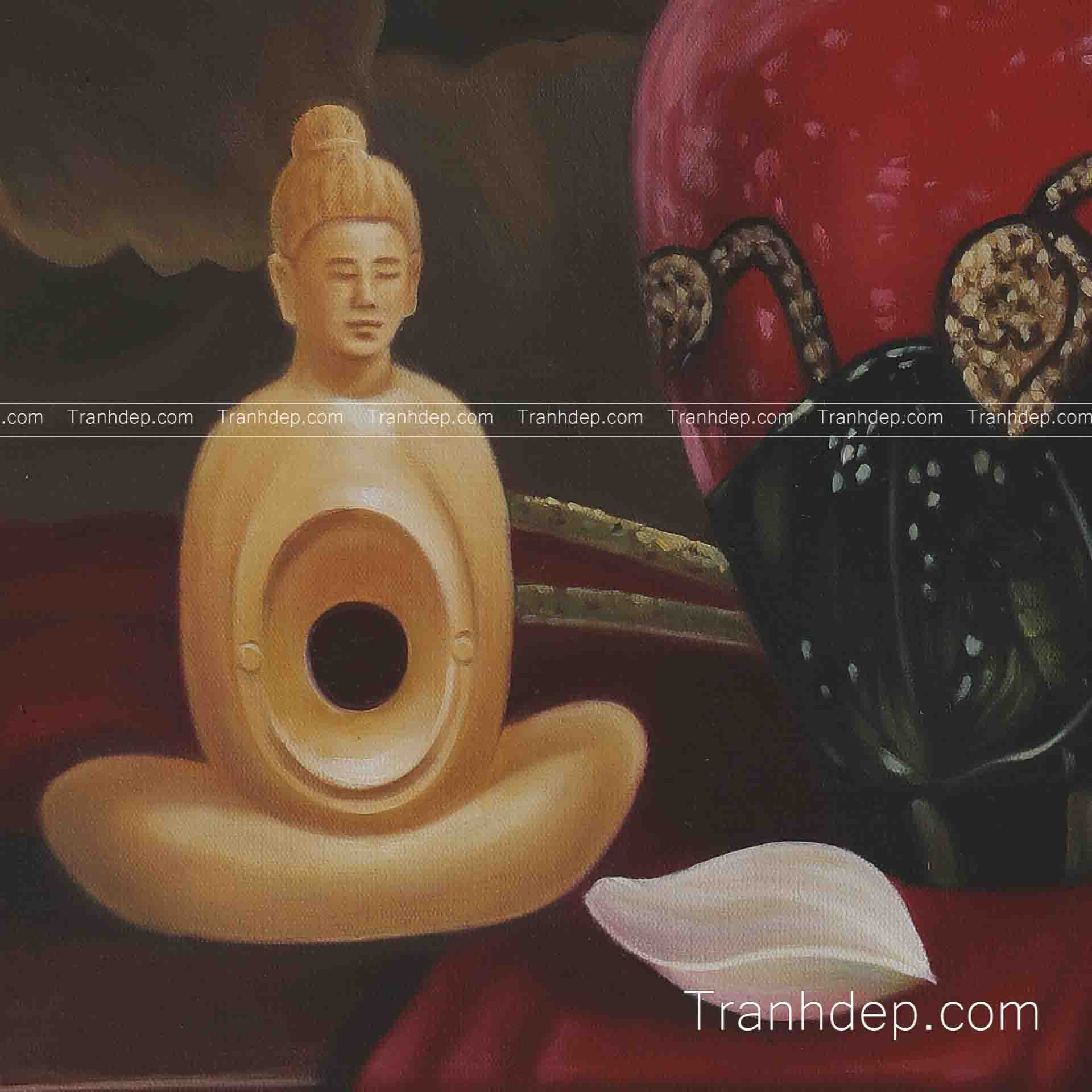 tranh sơn dầu hoa sen