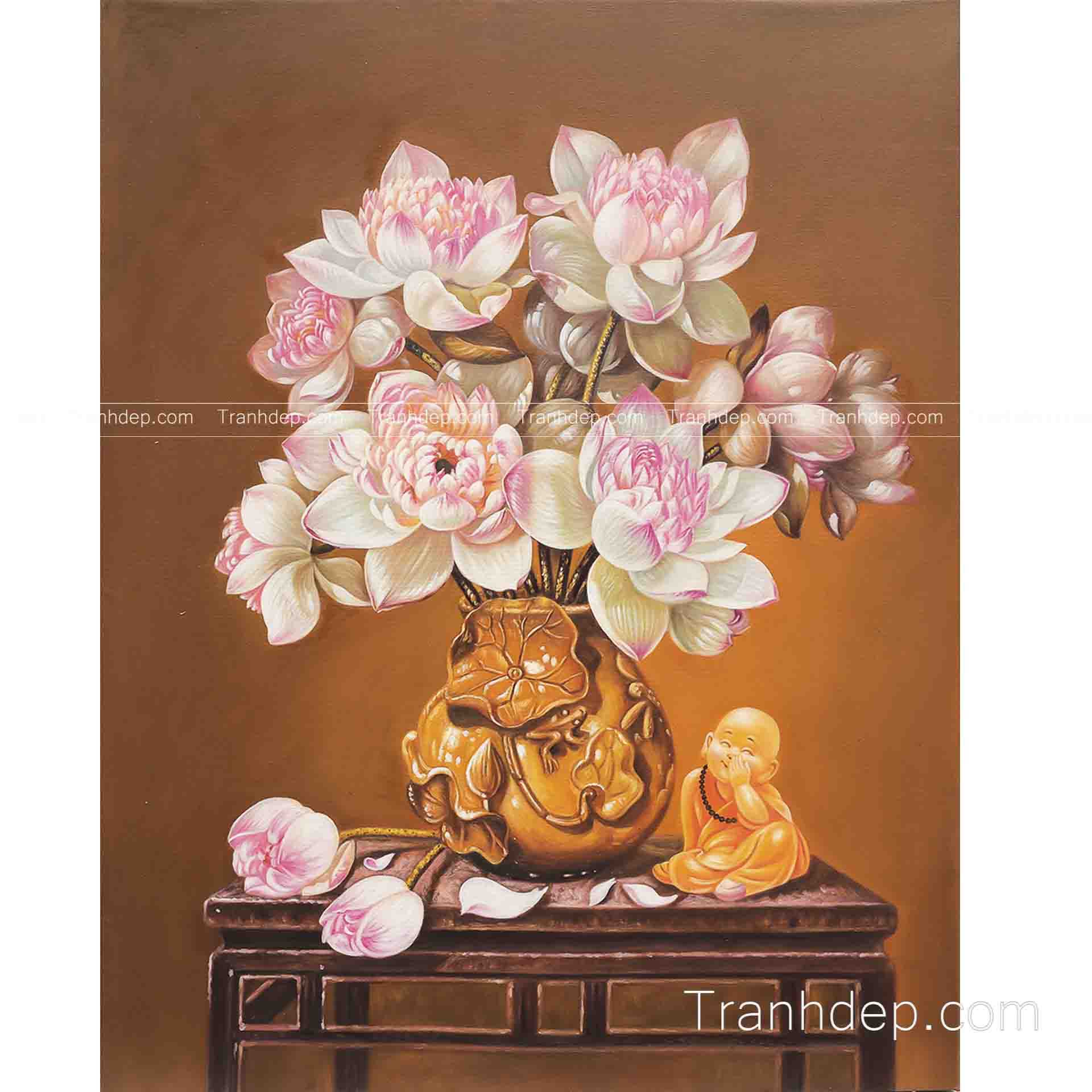 tranh sơn dầu hoa sen