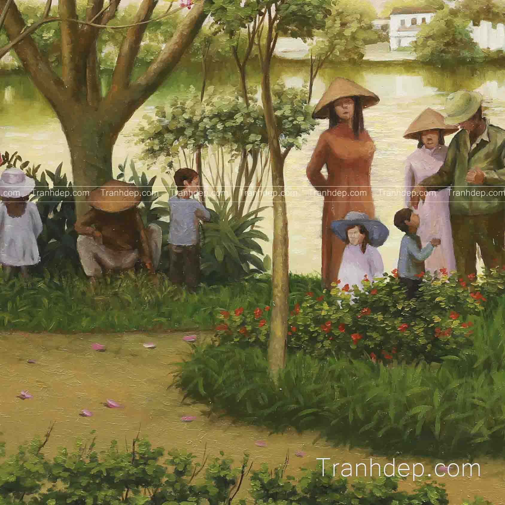 tranh sơn dầu phố cổ