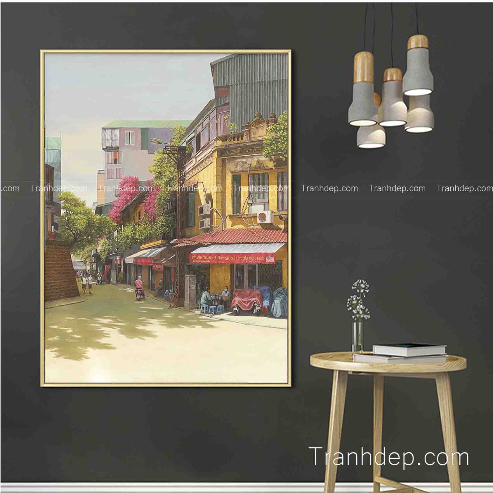 tranh sơn dầu phố cổ 