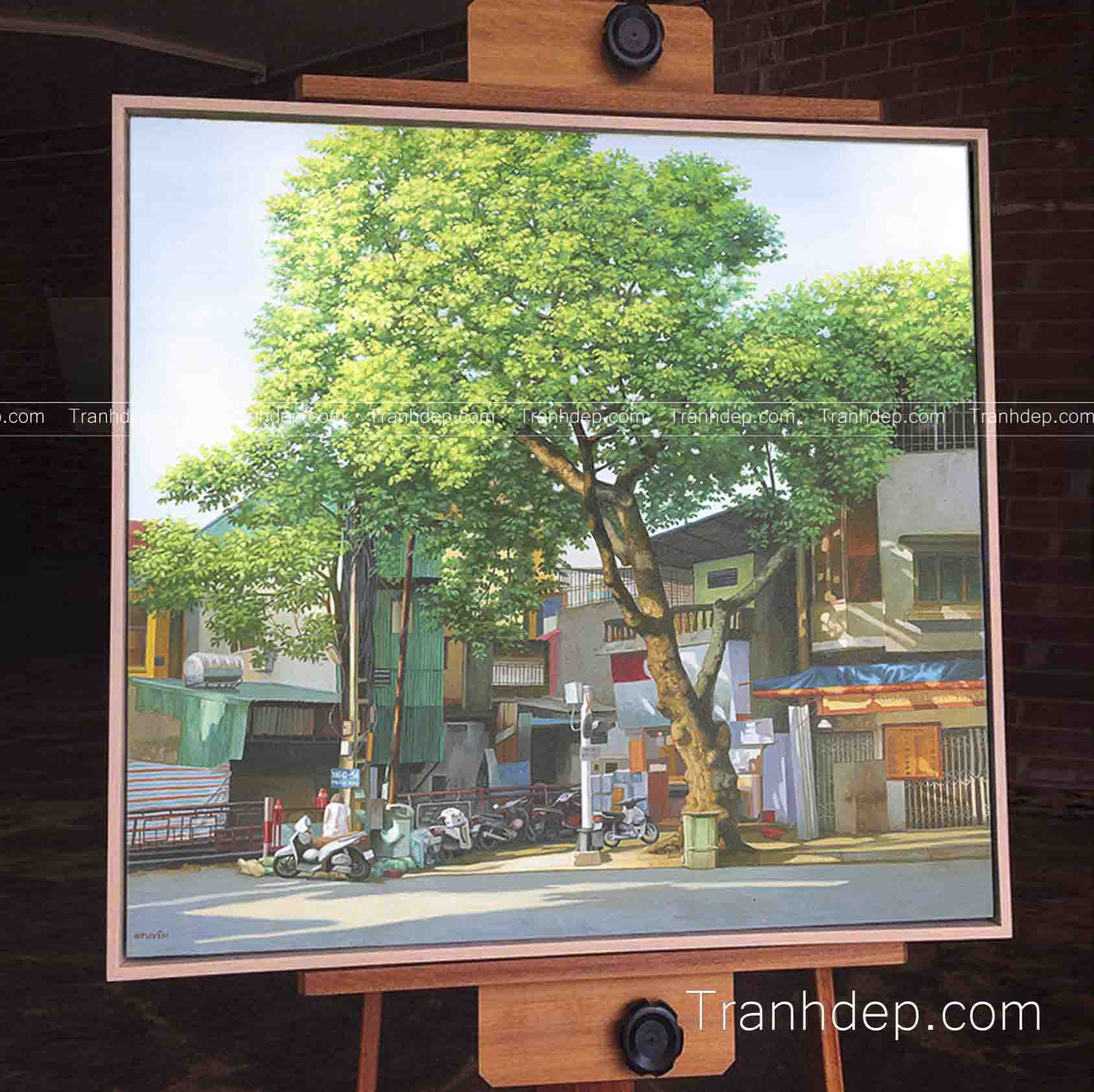 tranh sơn dầu phố cổ 