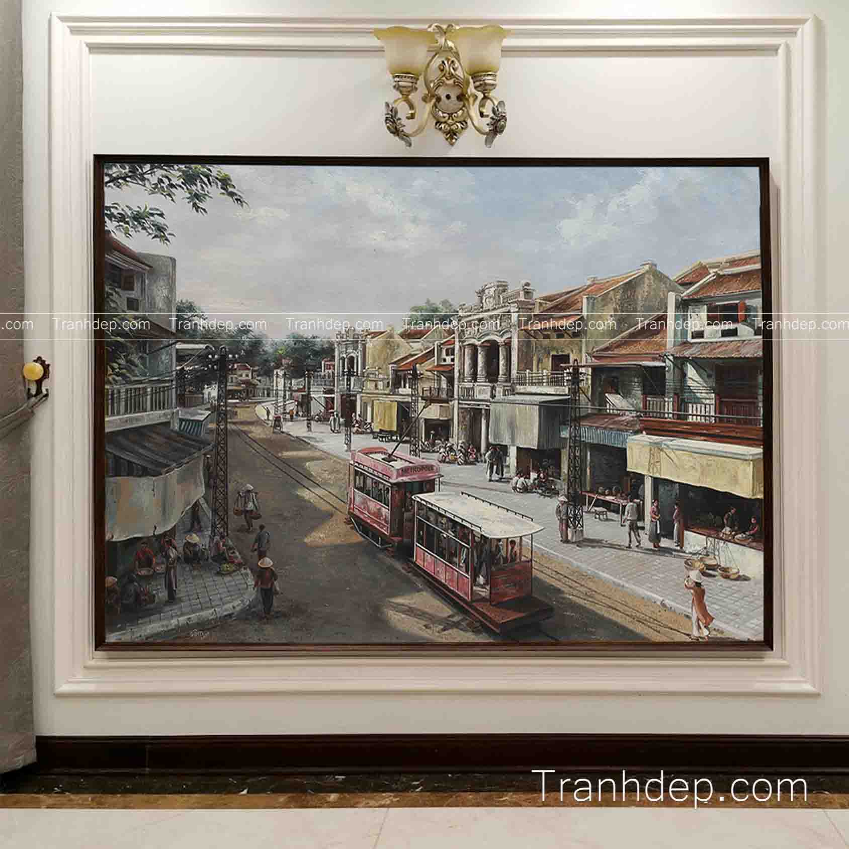 tranh sơn dầu phố cổ 
