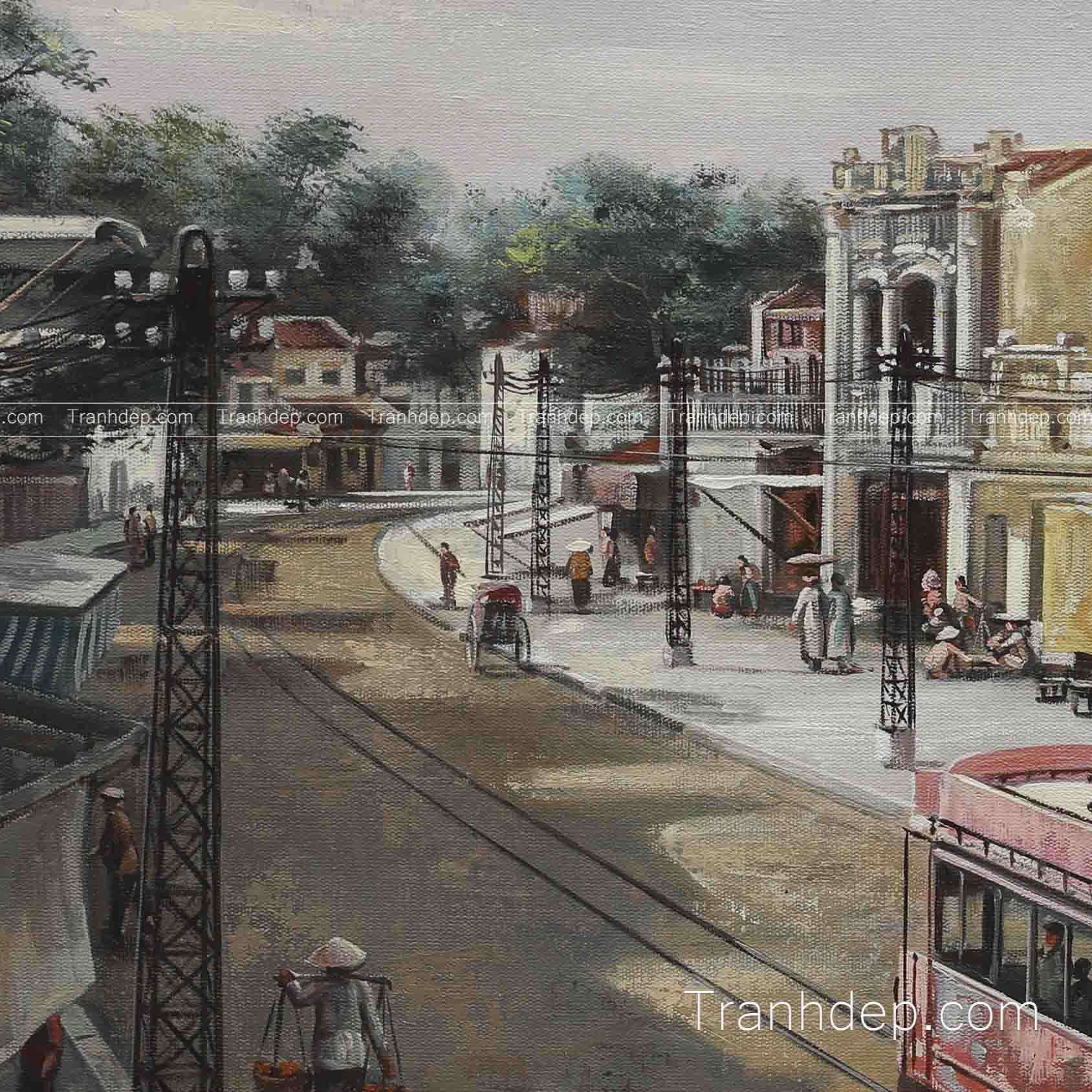 tranh sơn dầu phố cổ 