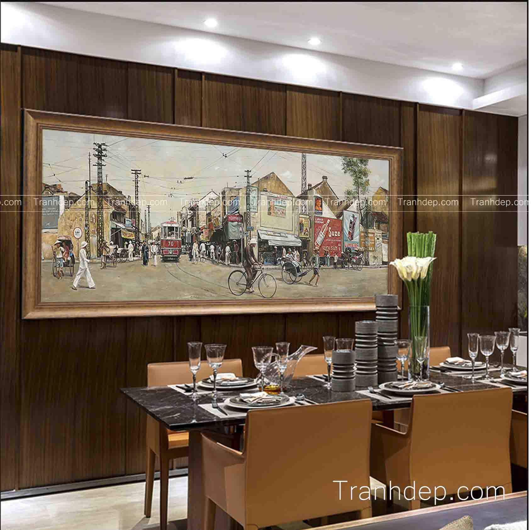 tranh sơn dầu phố cổ 