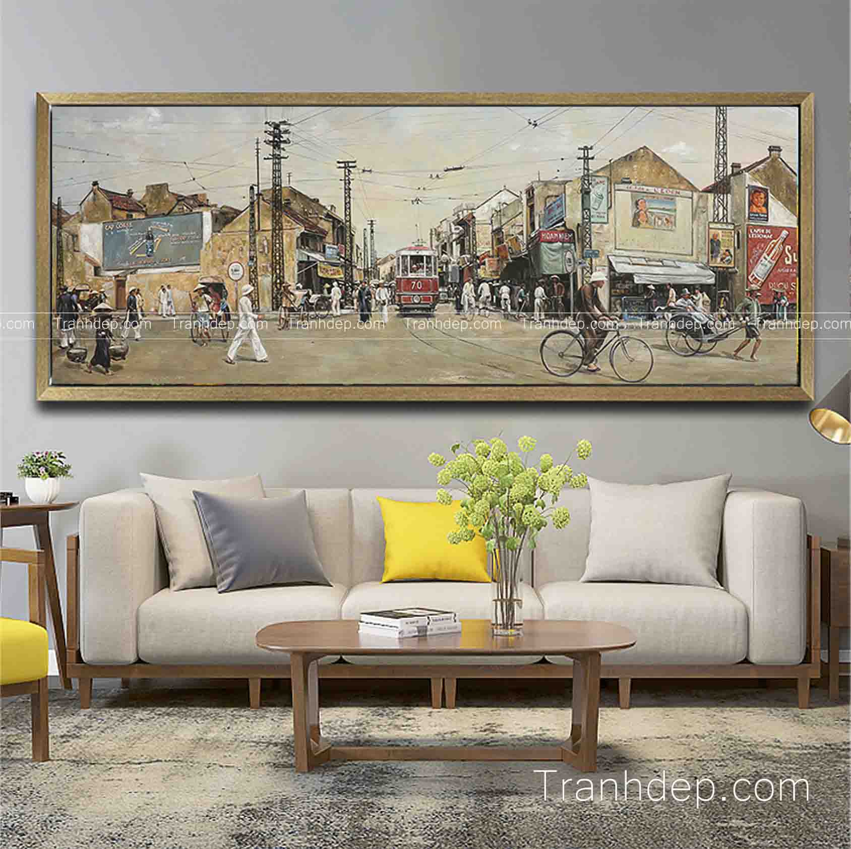 tranh sơn dầu phố cổ 