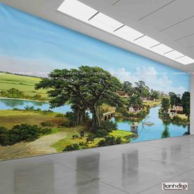 tranh dán tường phong cảnh làng quê Việt Nam